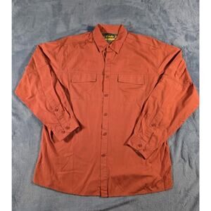 Cabelas Fishing Hiking Shirt Mens M Orange Vented Fishing Long or Short Sleeves